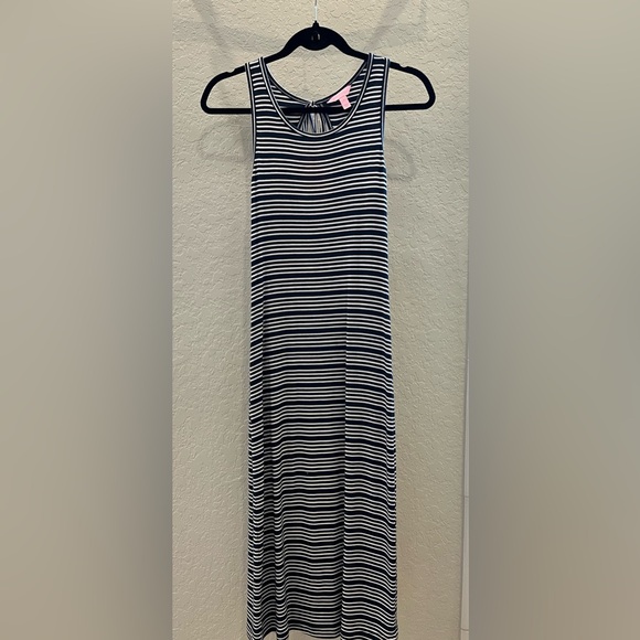 Lilly Pulitzer Jordyn Dress Navy and White Stripe with back tassel detail - Picture 7 of 7